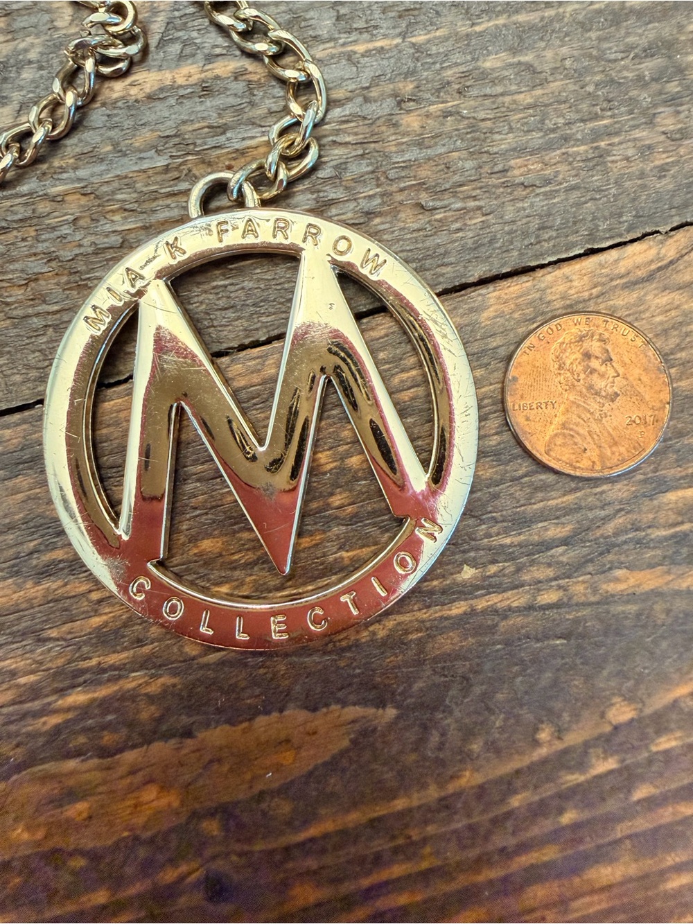 Vintage Mia K. Farrow Collection Gold Bag Charm Keychain Purse Fob